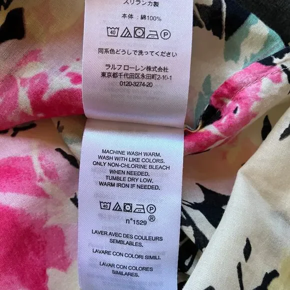 Lauren Ralph Lauren Retro Floral Print Button Up Shirt Women's Size M - Picture 5 of 6